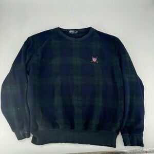 Polo Ralph Lauren Fleece Plaid Logo Sweatshirt Men's Size L